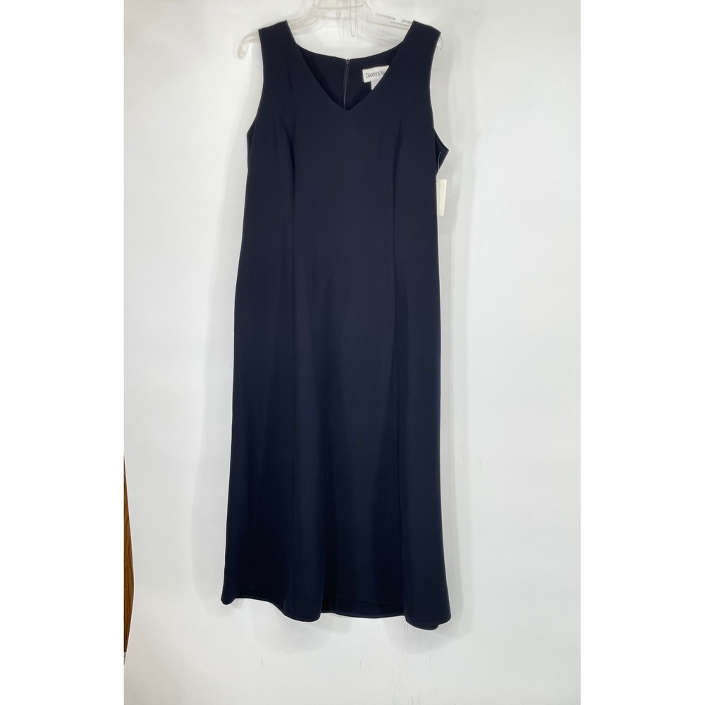 NOS Danny & Nicole Womens Dress Set 12 2pc Navy Blue Satin Trim Formal Maxi Set - Picture 9 of 16